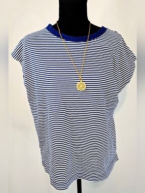 LOFT striped top blue white preppy nautical casual chic everyday
